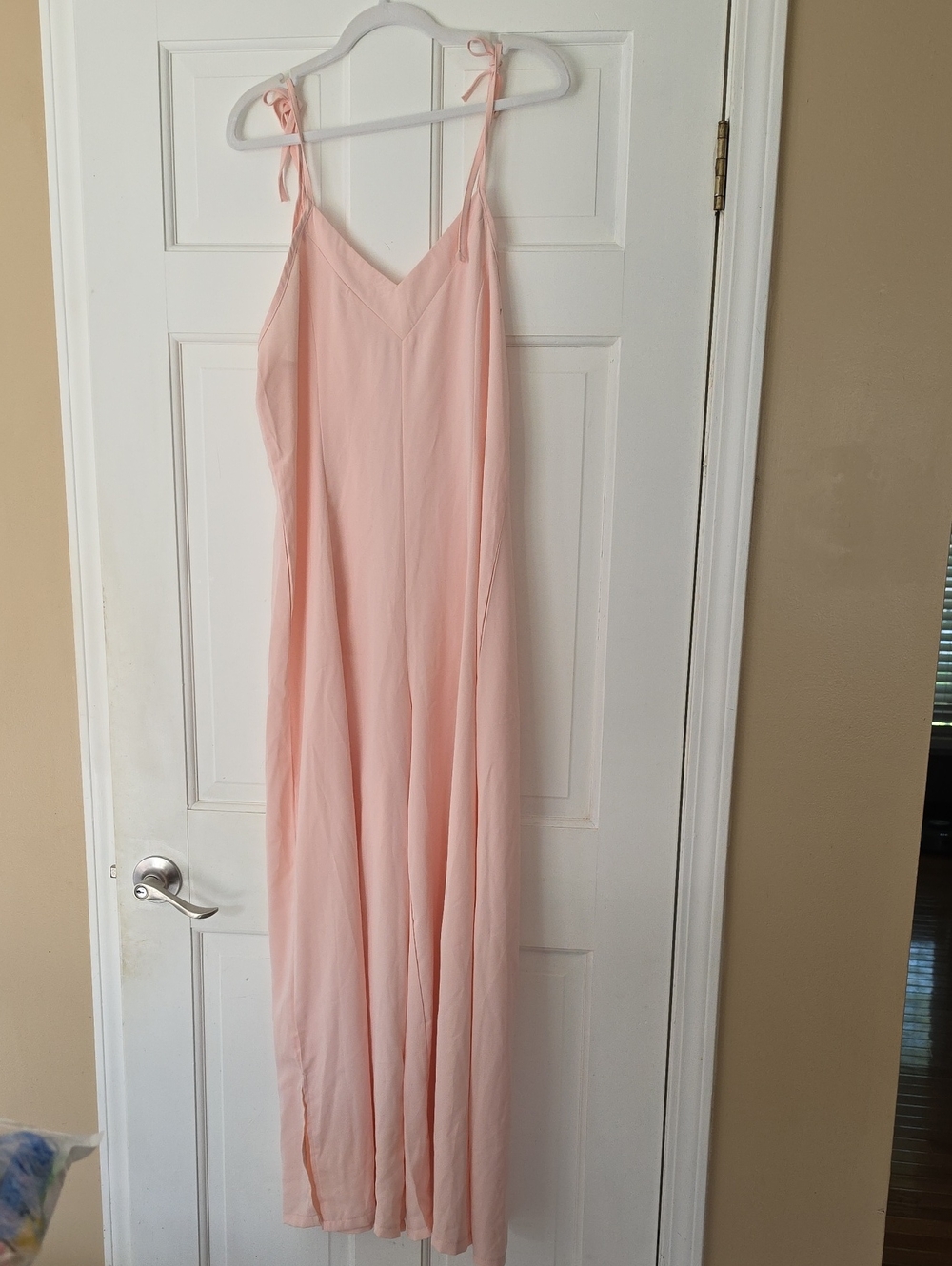 Amazon Blush Pink Tie-Shoulder Maxi Dress